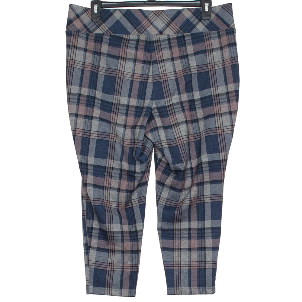 Torrid Pants Pixie Ponte Crop Pull On Preppy Classic Academia Glen Plaid 2 2X - Picture 4 of 4